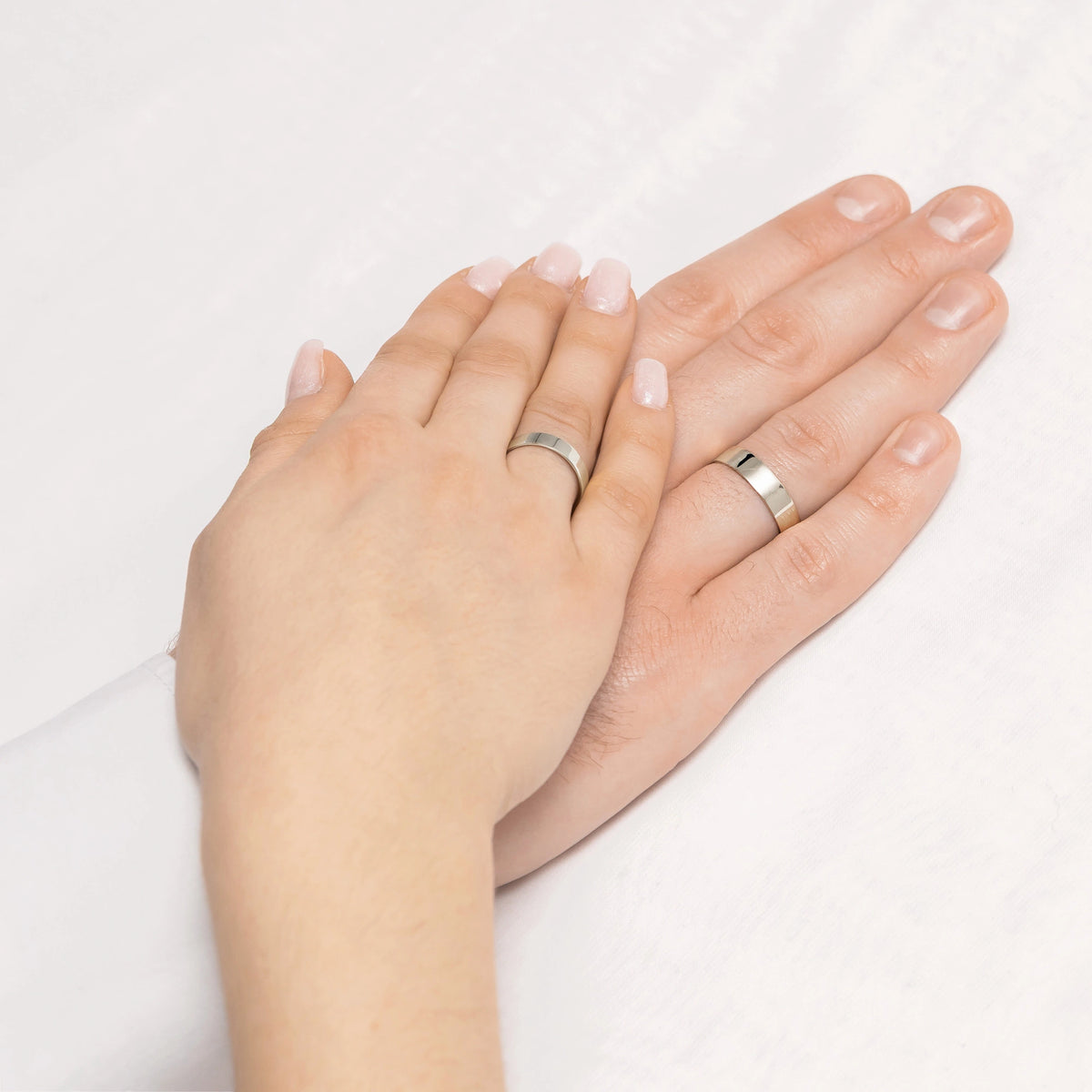 Classic Flat White Gold Wedding Bands Rings 4 and 5mm