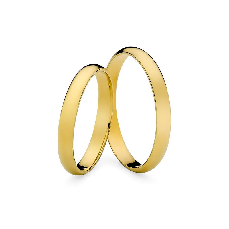 Classic Half-round Gold Wedding Bands Rings 3mm