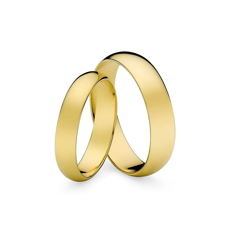 Klassische halbrunde Eheringe aus Gold, 4 und 5 mm