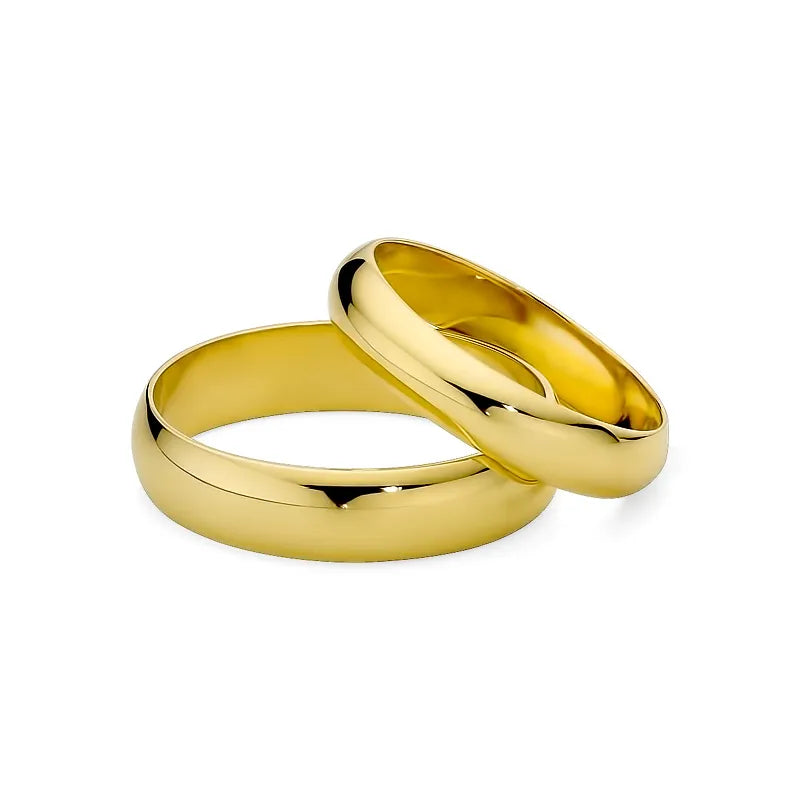 Klassische halbrunde Eheringe aus Gold, 4 und 5 mm