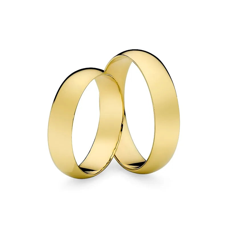 Classic Half-round Gold Wedding Bands Rings 5mm