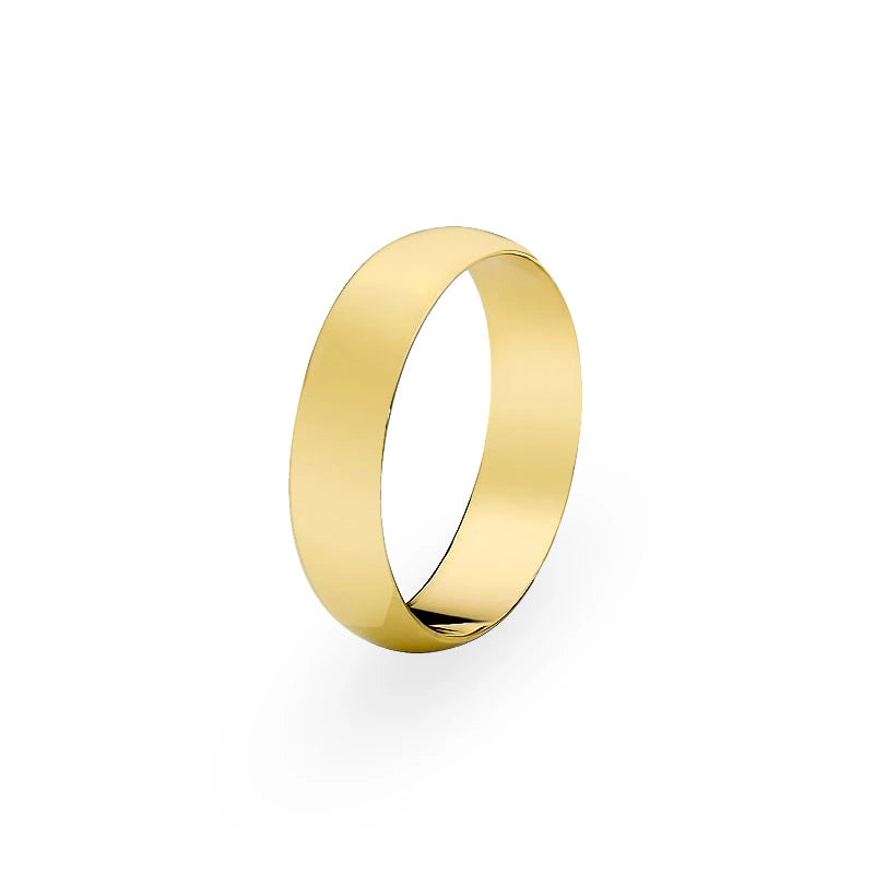 Klassischer halbrunder einzelner Gold-Ehering 6 mm
