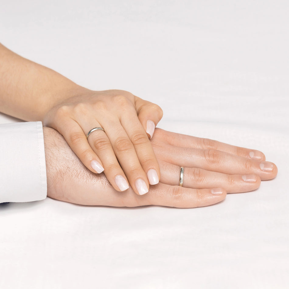 Classic Half-round Single White Gold Wedding Band Ring 3mm