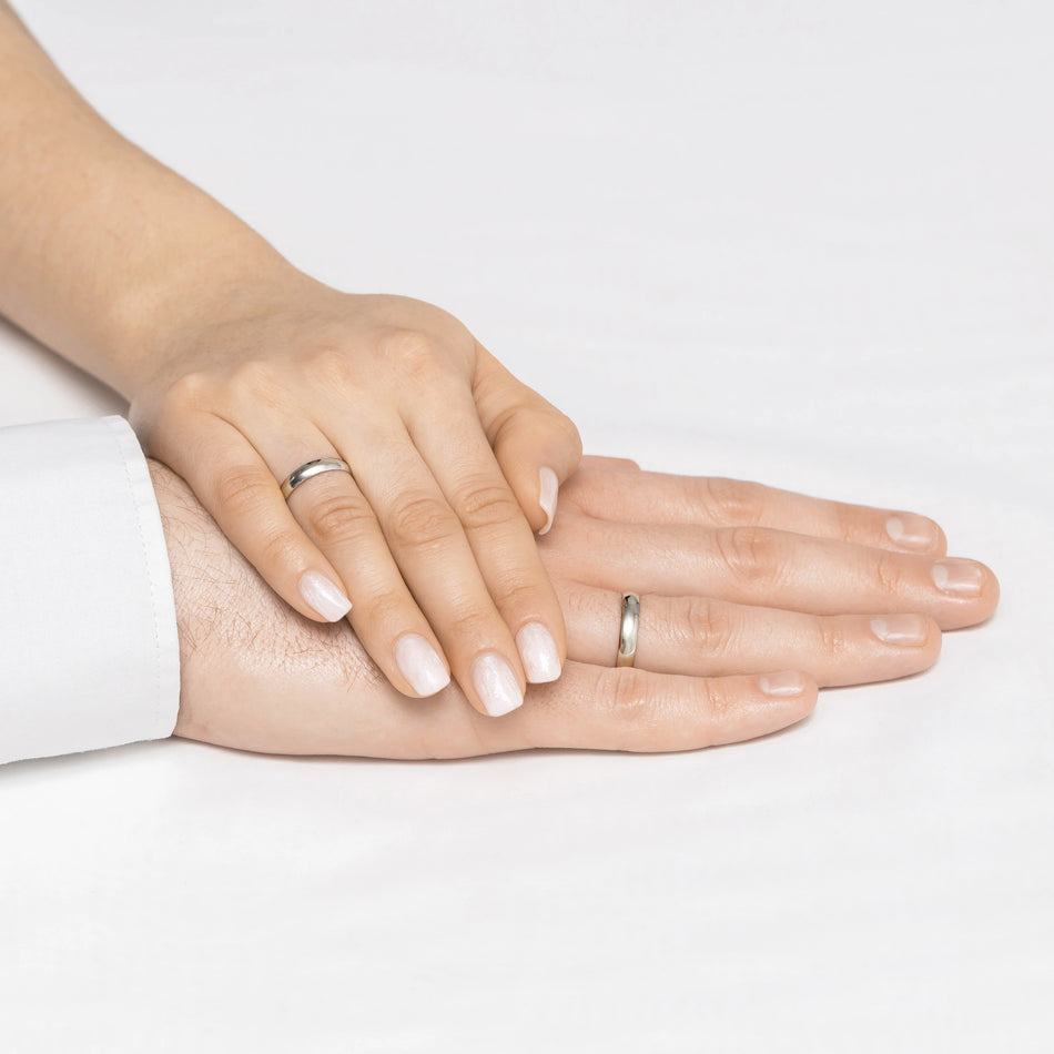 Classic Half-round White Gold Wedding Bands Rings 3 and 4mm