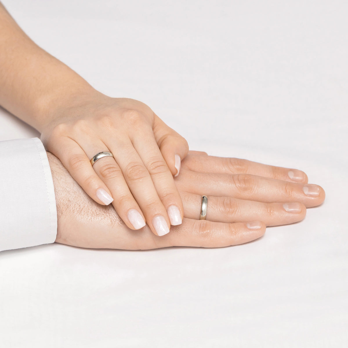 Classic Half-round White Gold Wedding Bands Rings 4mm