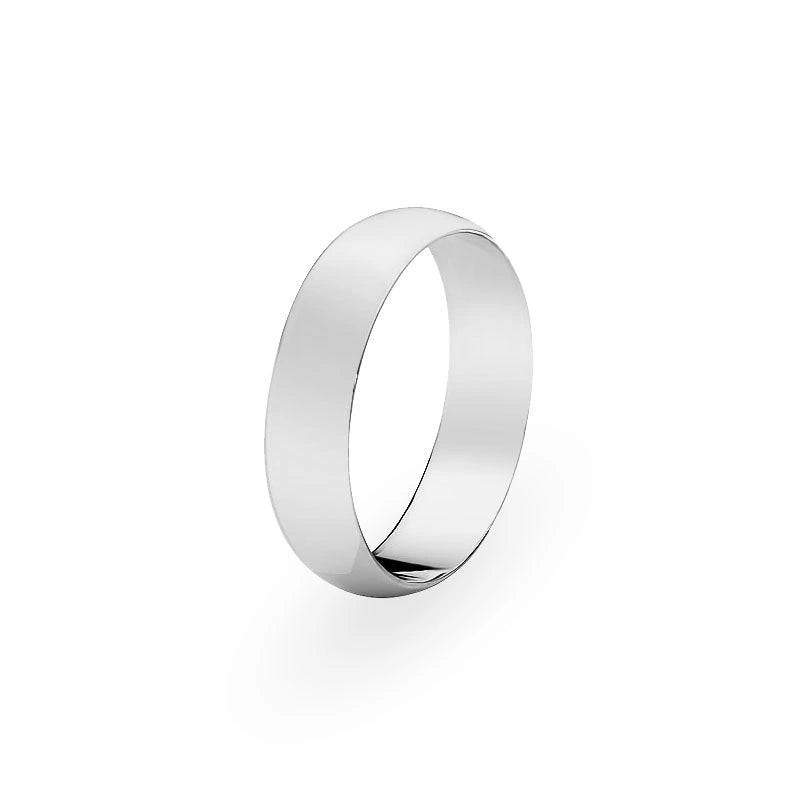 Klassischer Halb-runder Weißgold Ehering 6mm