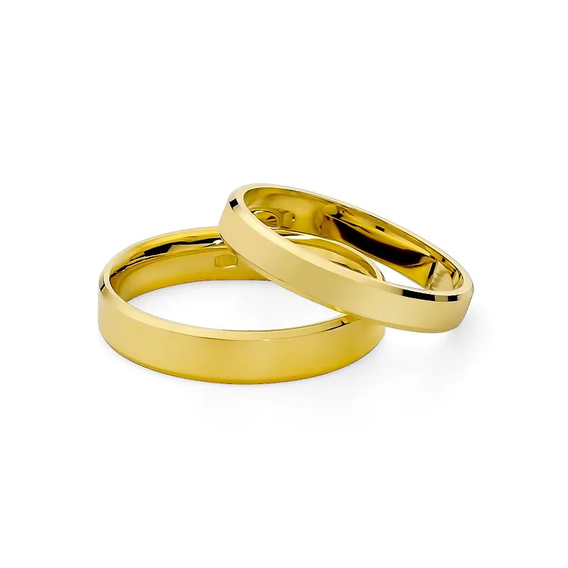 Alliances classiques plates en or biseauté 3 et 4 mm