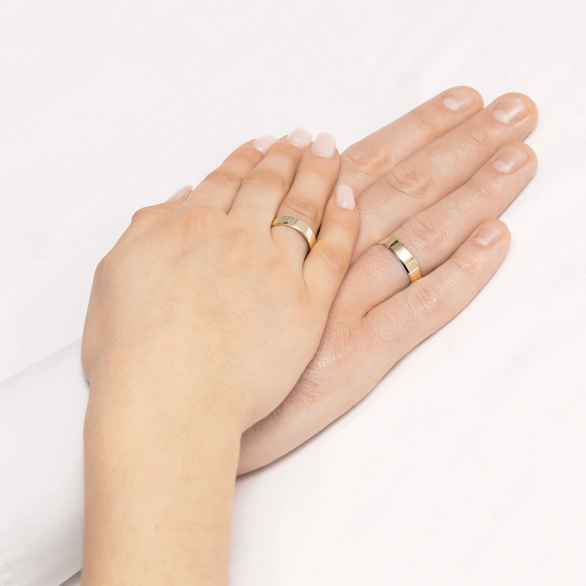Classic Flat Beveled Gold Wedding Bands Rings 5mm