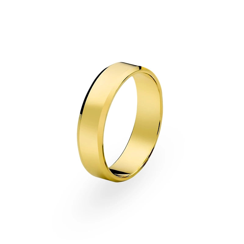 Klassischer flacher abgeschrägter einzelner Gold-Ehering 6mm
