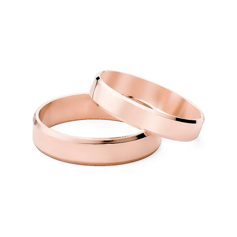 Klasické ploché fázované zlaté svadobné obrúčky prstene 4 a 5 mm