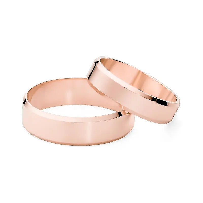 Klasické ploché fázované zlaté obrúčky na svadobné prstene 5 a 6 mm