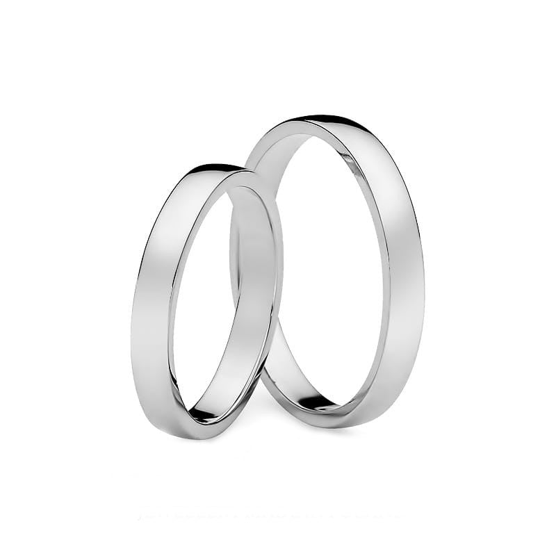 Classic Slightly Rounded White Gold Wedding Bands Rings 3mm