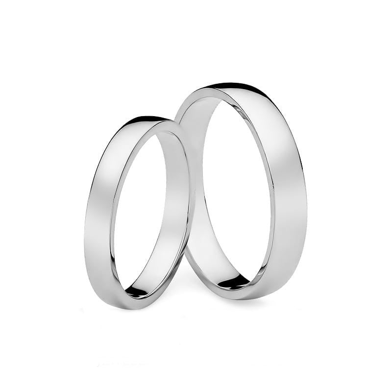 Classic Slightly Rounded White Gold Wedding Bands Rings 3 and 4mm