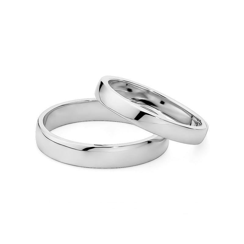 Classic Slightly Rounded White Gold Wedding Bands Rings 3 and 4mm