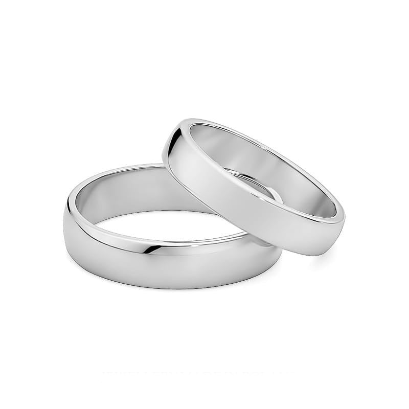 Classic Slightly Rounded White Gold Wedding Bands Rings 4 and 5mm