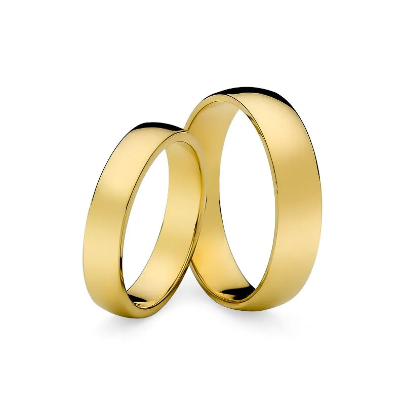 Classic Slightly Rounded Gold Wedding Bands Rings 4 and 5mm