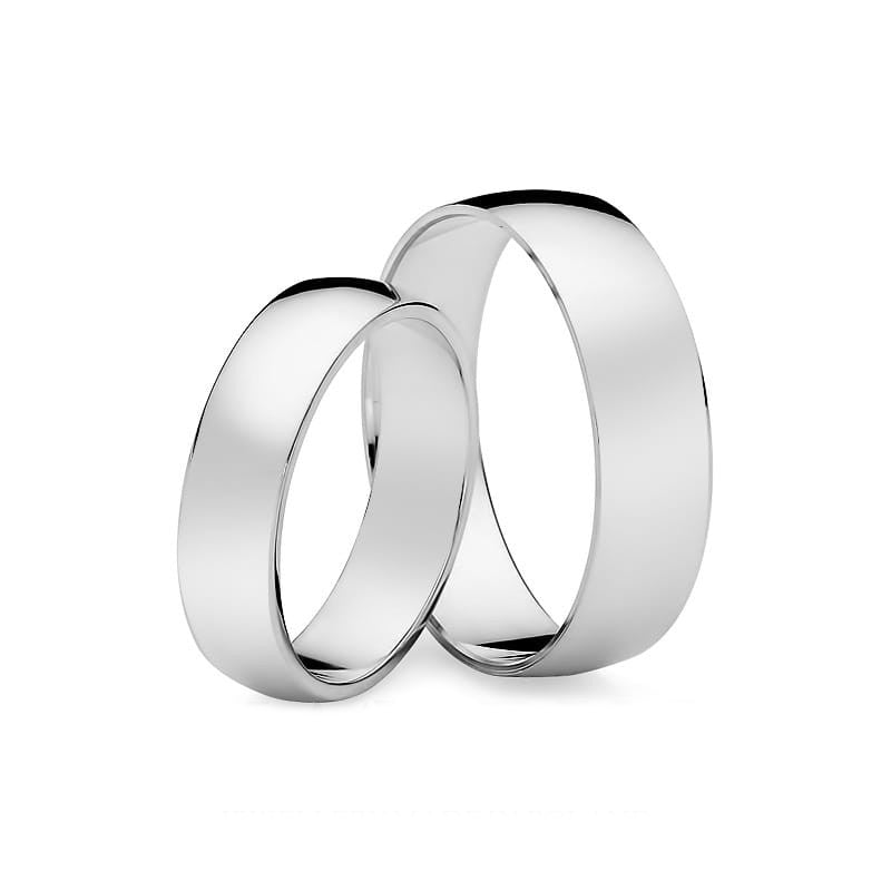 Klasické mierne zaoblené obrúčky zo zlata bielej farby 5 a 6 mm