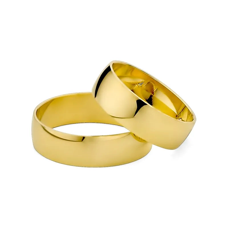 Anneaux de mariage classiques légèrement arrondis en or 6 mm