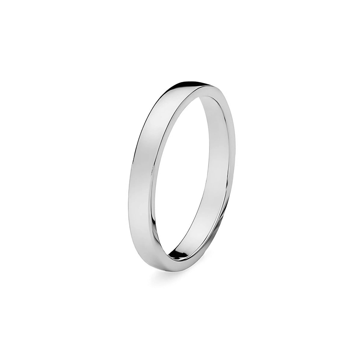 Classic Slightly Rounded Single White Gold Wedding Band Ring 2mm