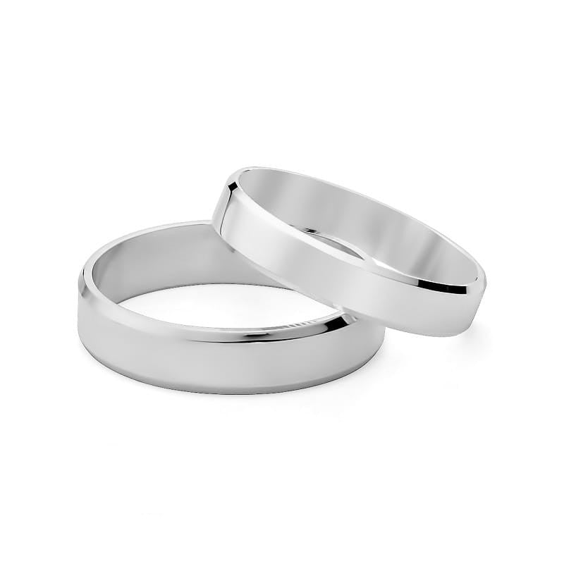 Classic Flat Beveled White Gold Wedding Bands Rings 4 and 5mm