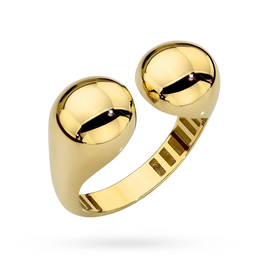 Hladký zlatý prsten s korálky