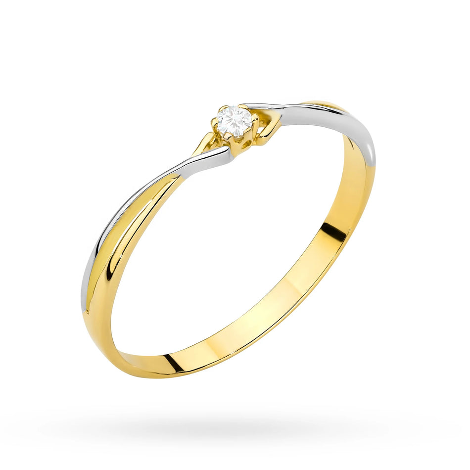 Prsteň z dvoch odtieňov zlata so zirkónmi