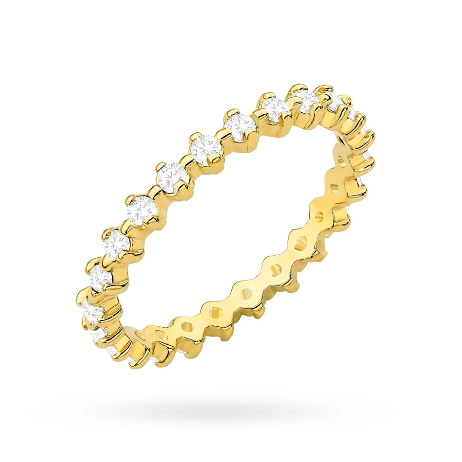 Zlatý prsteň s bielou zirkóniou