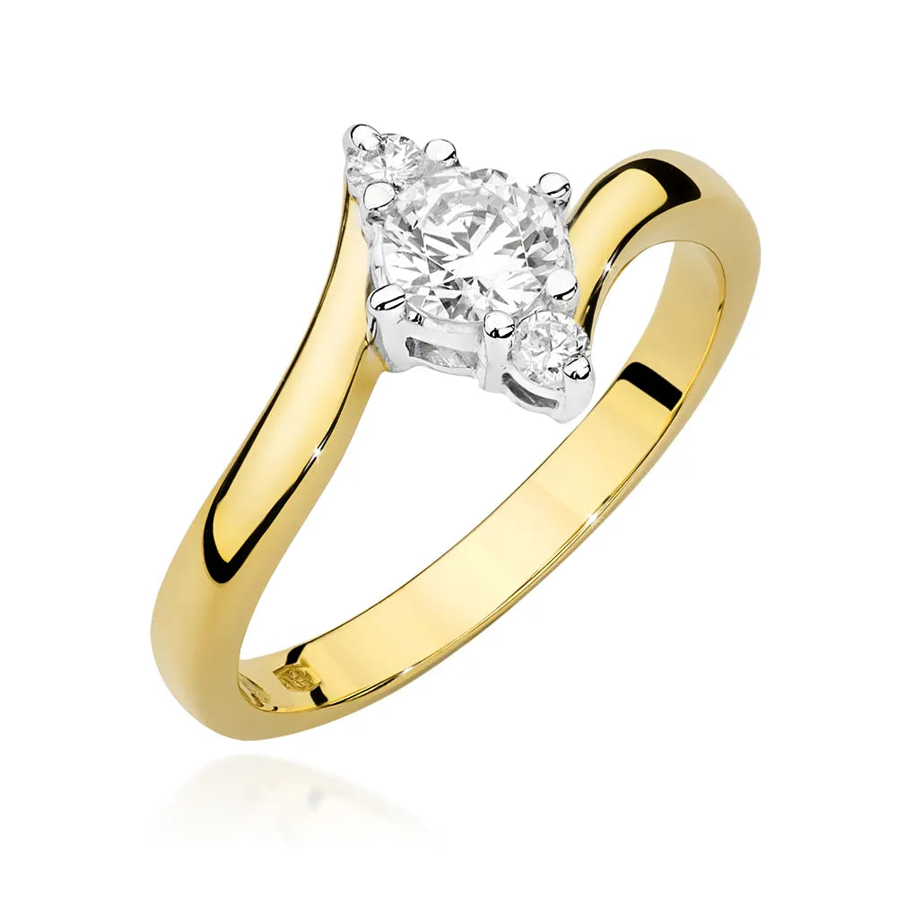 zlatý prsteň so 0,60 ct bielym zafírom a diamantmi p038-585-bs0-60