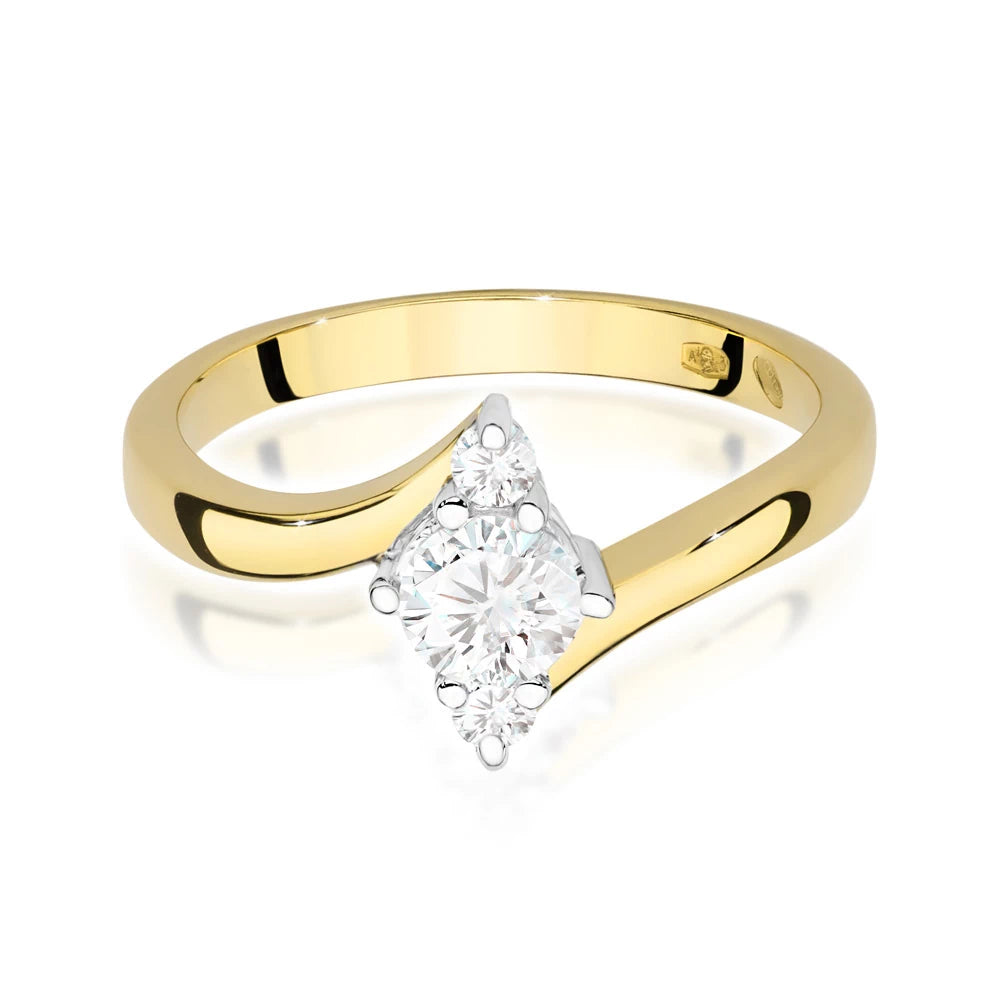 zlatý prsteň so 0,60 ct bielym zafírom a diamantmi p038-585-bs0-60