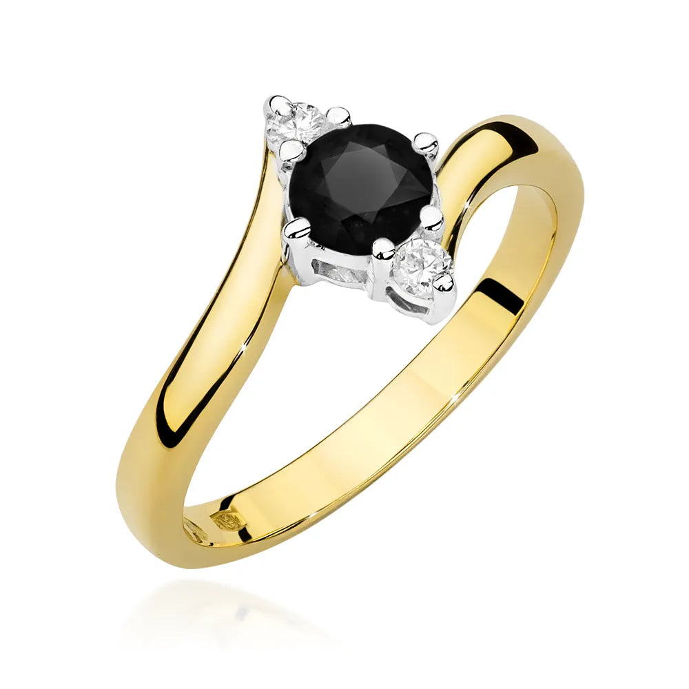 zlatý prsteň s 0,50 ct čiernym diamantom a diamantmi p038-585-cb0-50