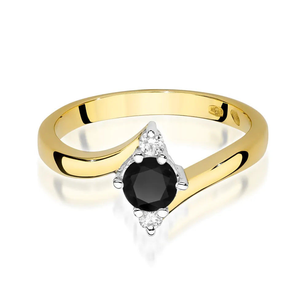 zlatý prsteň s 0,50 ct čiernym diamantom a diamantmi p038-585-cb0-50