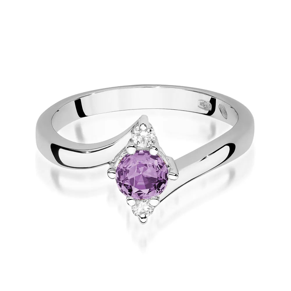 zlatý prsteň s 0,50 ct ametystom a diamantmi p038-585-a0-50