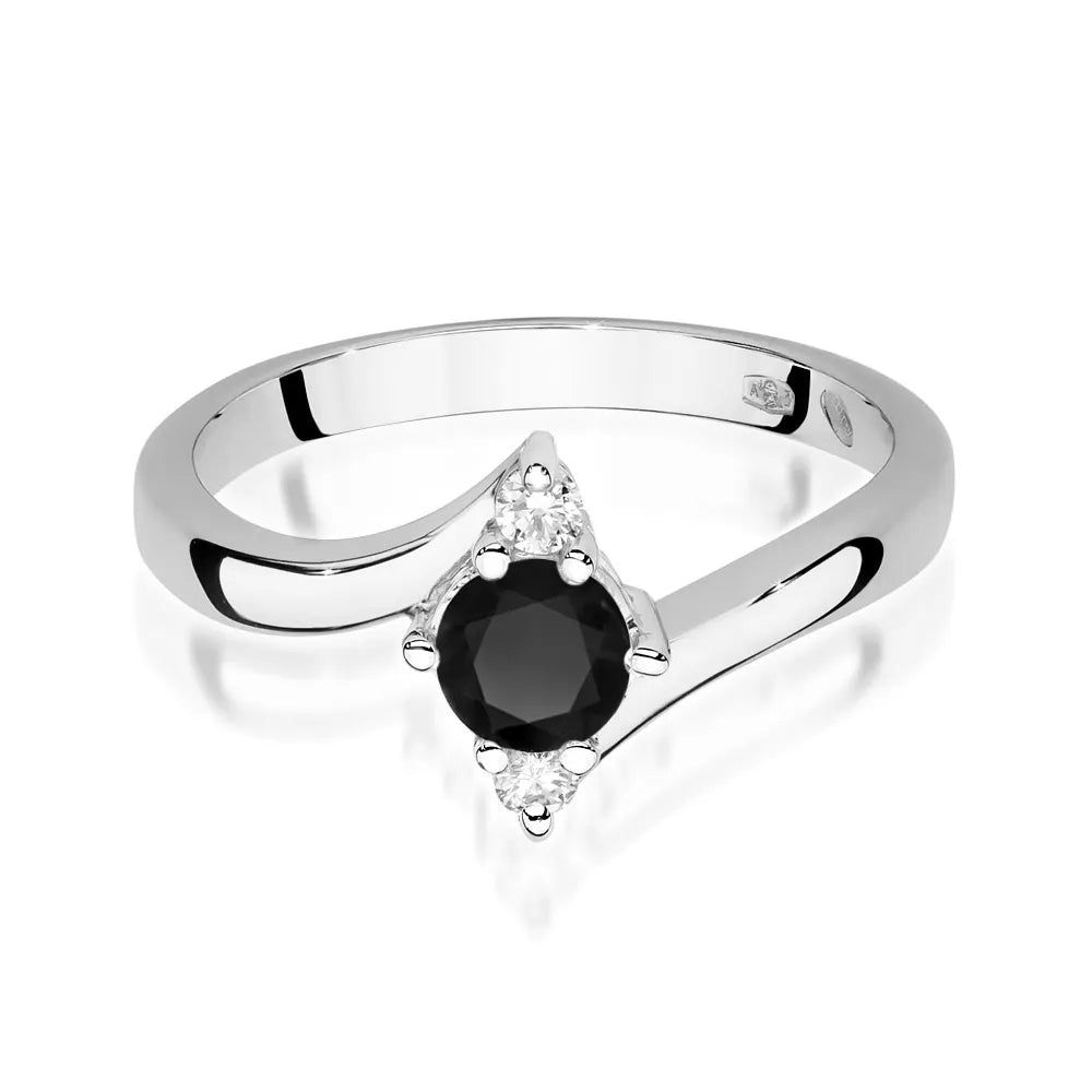 zlatý prsten s 0,50ct černým diamantem a diamanty p038-585-cb0-50