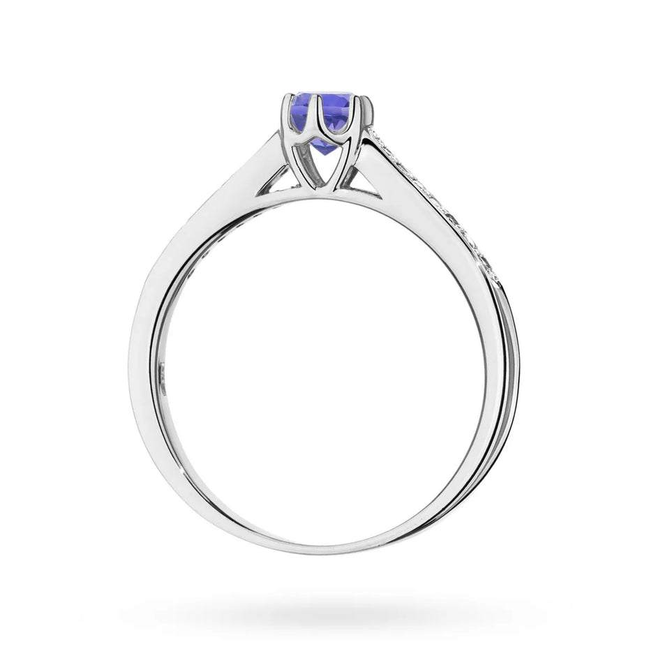zlatý prsteň s 0,35 ct tanzanitom a 0,092 ct diamantmi p157-585-ta0-35