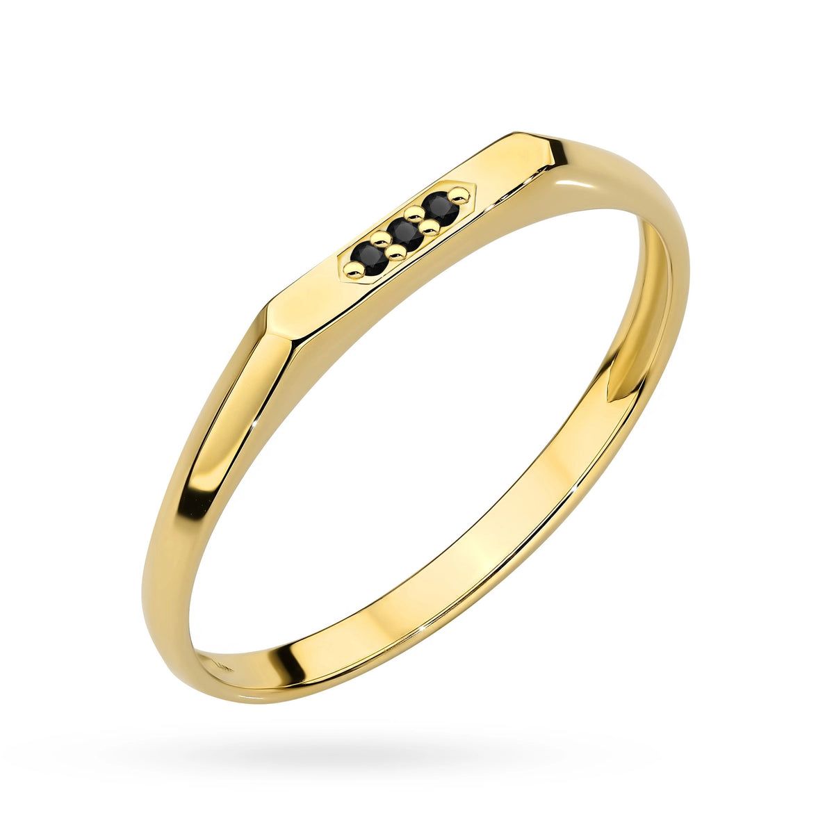 zlatý prsteň s 0,015 ct čiernymi diamantmi p166-585-cb0-015