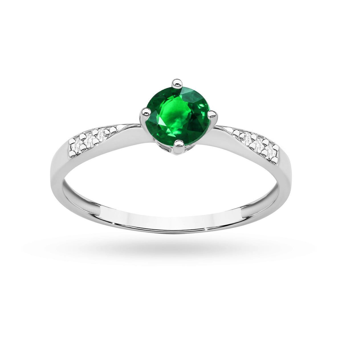 zlatý prsten s 0,50ct smaragdem a 0,068ct diamanty p167 585 velikost 0,50
