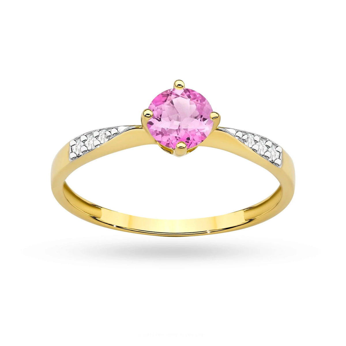 zlatý prsteň so 0,60 ct ružovým topásom a 0,068 ct diamantmi p167-585-rt0-60