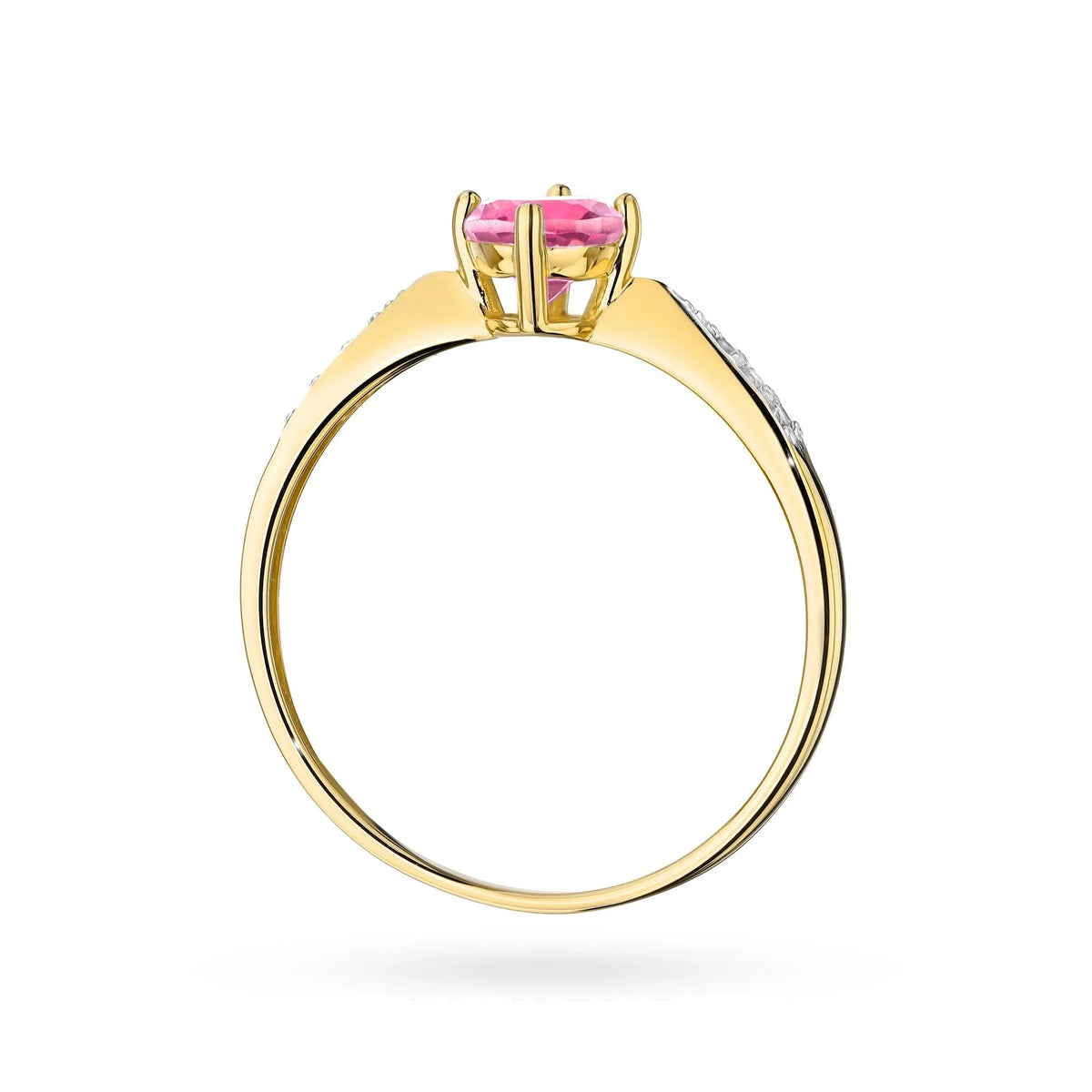 zlatý prsteň so 0,60 ct ružovým topásom a 0,068 ct diamantmi p167-585-rt0-60