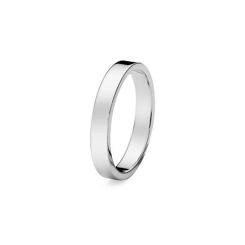 Classic Flat Single White Gold Wedding Band Ring 3mm