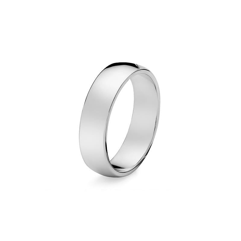 Alliance classique en or blanc légèrement arrondi 5 mm