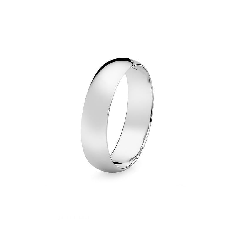 Alliance classique demi-ronde simple en or blanc 5 mm
