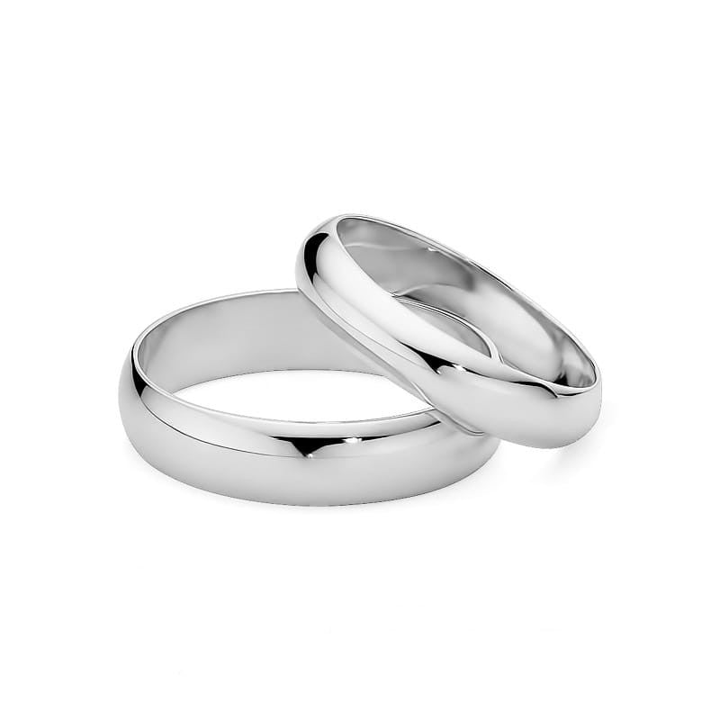 Klassische Halb-runde Weißgold Eheringe 4 und 5mm