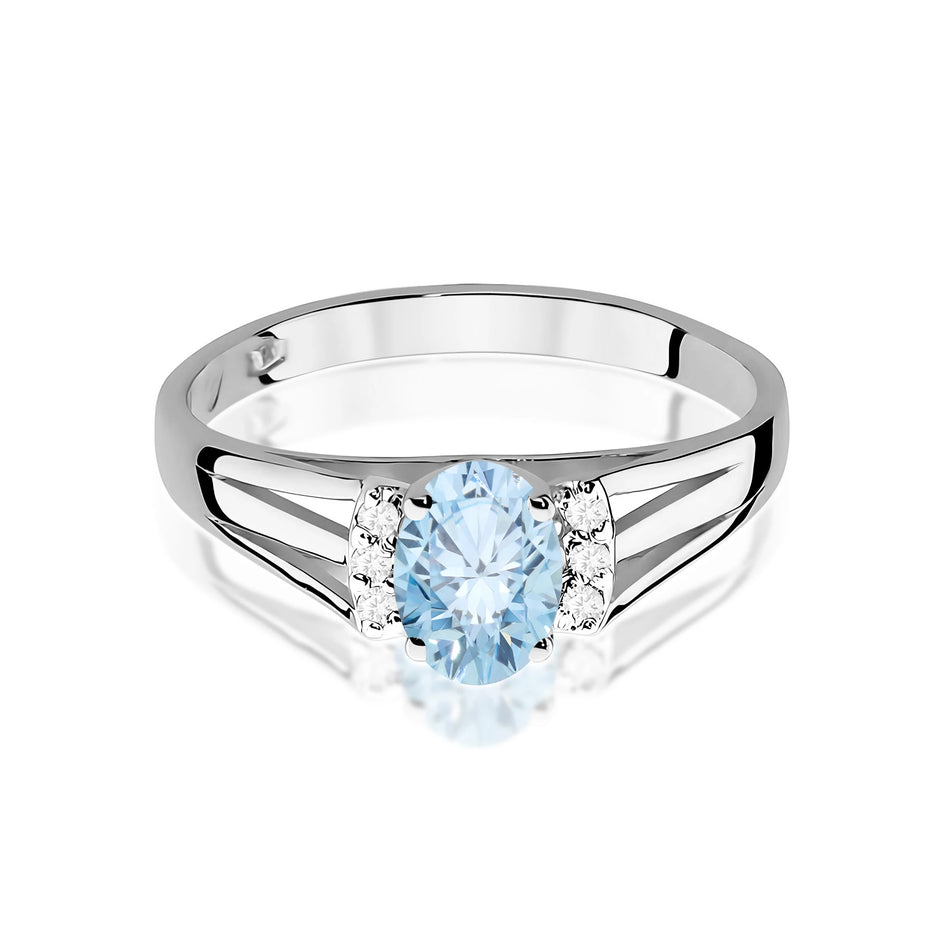 White Gold engagement ring with Oval 0.50 ct Central and 0.052 ct Sideline Lab-grown Diamonds by GREMARI, 14K (585) gold