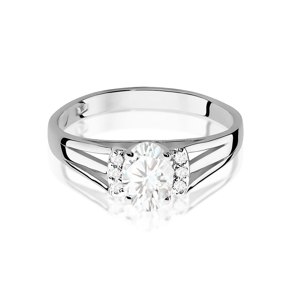 White Gold engagement ring with Oval 0.40 ct Central and 0.052 ct Sideline Lab-grown Diamonds by GREMARI, 14K (585) gold