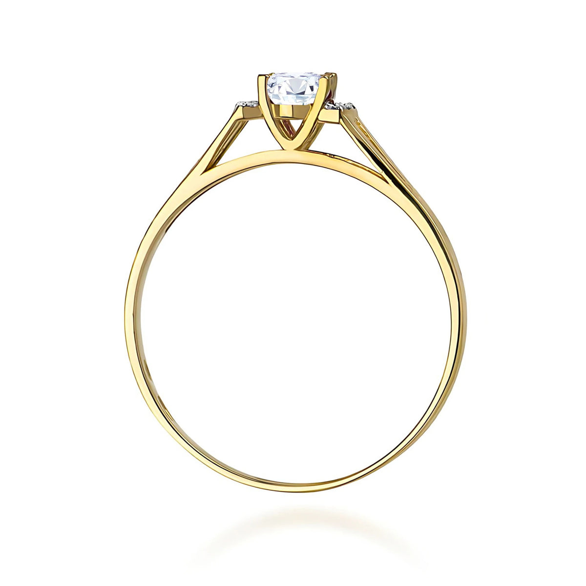 GREMARI 14K (585) Yellow Gold engagement ring with Oval 0.40 ct Central and 0.052 ct Sideline Lab-grown Diamonds