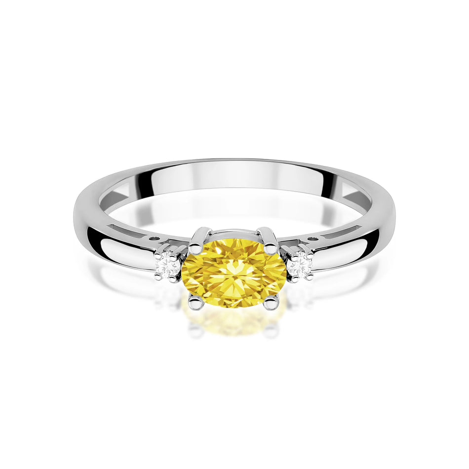 White Gold engagement ring with Oval 0.50 ct Central and 0.029 ct Sideline Lab-grown Diamonds by GREMARI, 14K (585) gold