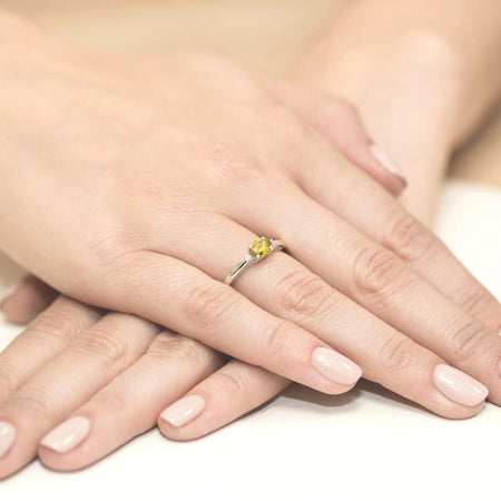 White Gold engagement ring with Oval 0.50 ct Central and 0.029 ct Sideline Lab-grown Diamonds - GREMARI fine jewelry
