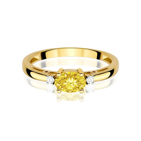 Yellow Gold engagement ring with Oval 0.50 ct Central and 0.029 ct Sideline Lab-grown Diamonds by GREMARI, 14K (585) gold