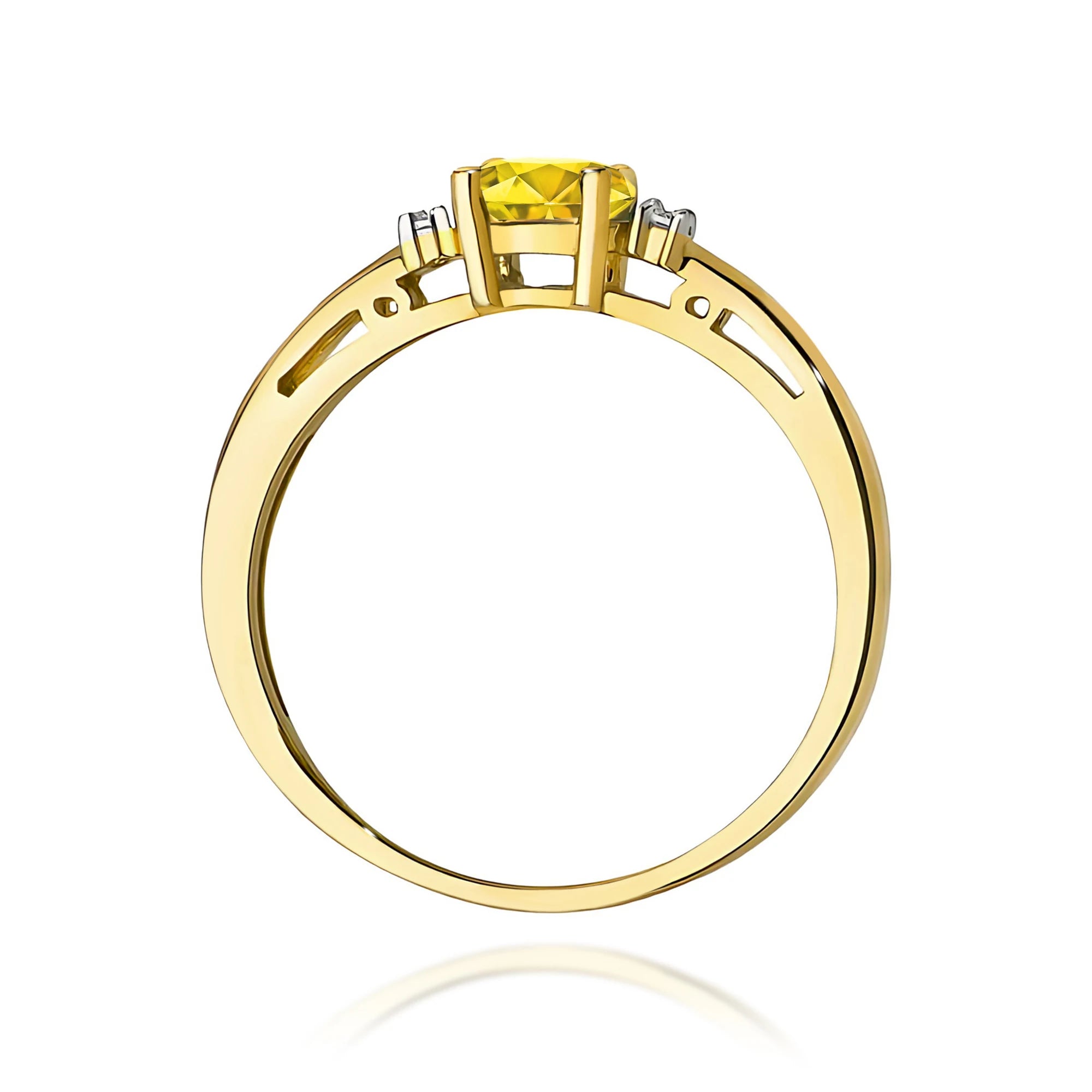 GREMARI 14K (585) Yellow Gold engagement ring with Oval 0.50 ct Central and 0.029 ct Sideline Lab-grown Diamonds