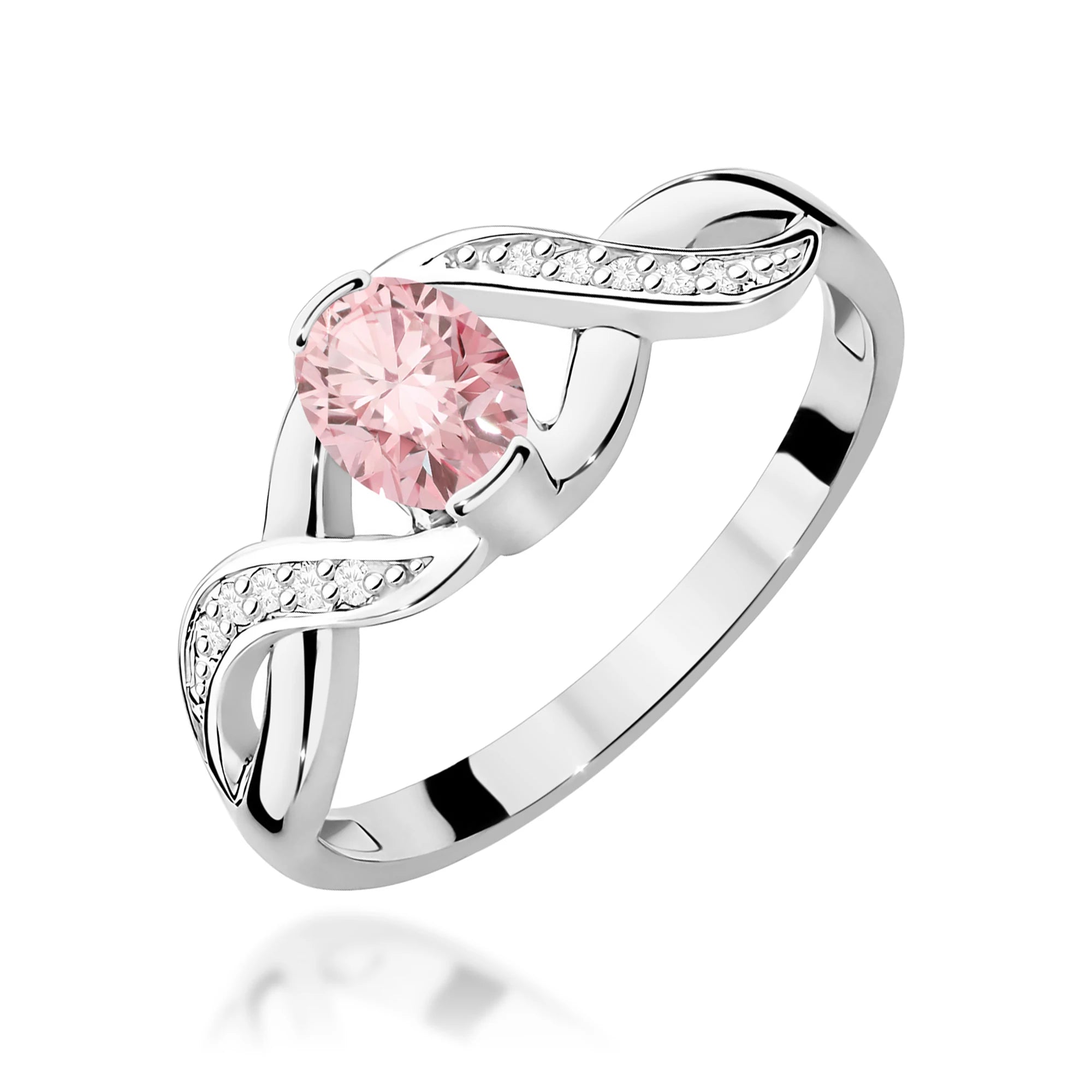 GREMARI White Gold engagement ring with Oval 0.50 ct Central and 0.05 ct Sideline Lab-grown Diamonds